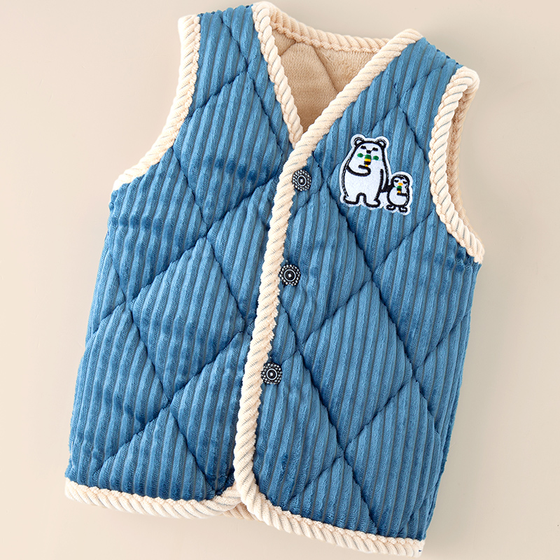 儿童夹棉背心秋冬季男童女童宝宝马甲睡衣加厚款中大童宝宝家居服