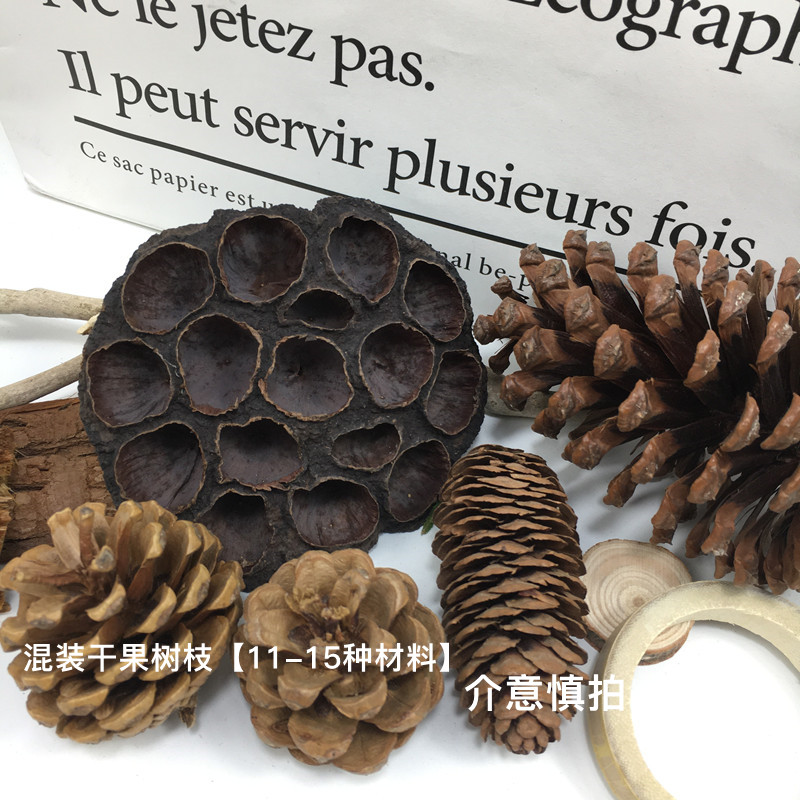 幼儿园手工环创DIY天然松果干树枝干莲蓬环境装饰 拍摄道具材料包