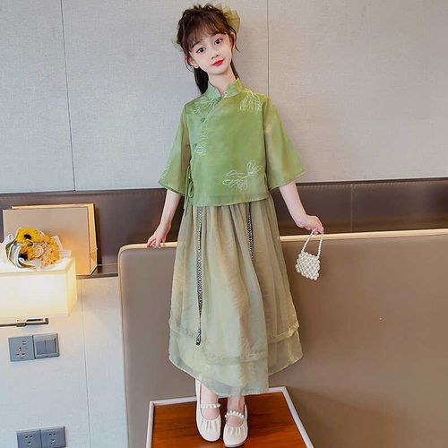 女童江南水乡春夏汉服2024新款儿童高级国风套裙中式裙子套装