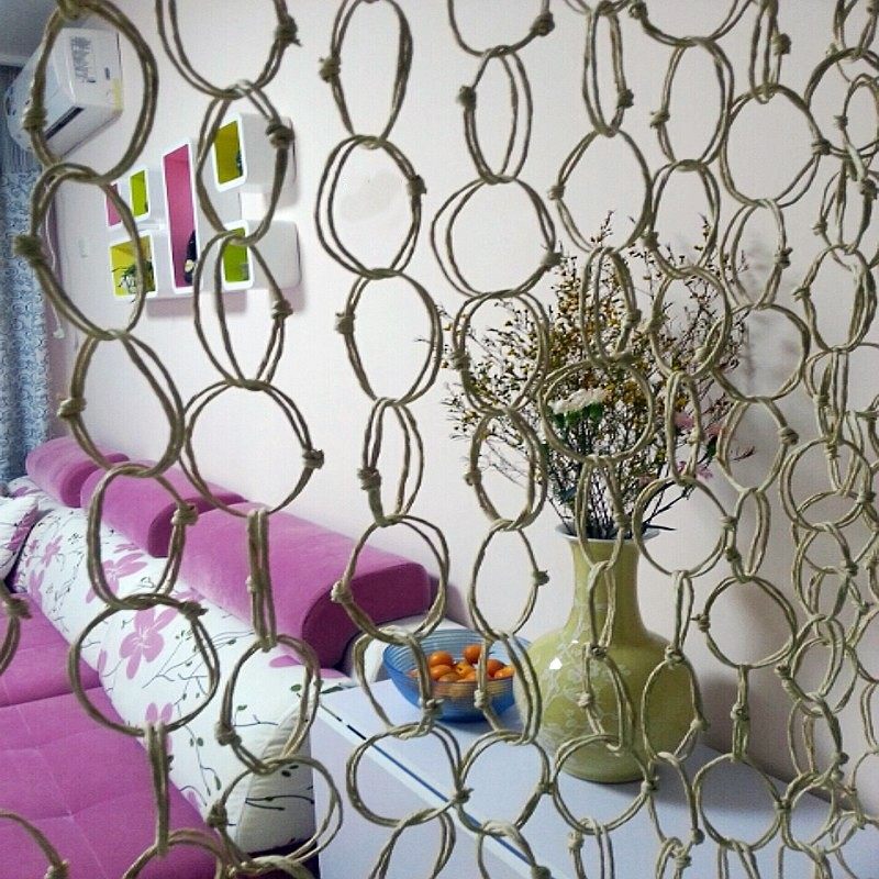 手工草编门帘道具挂相片客厅装饰屏风隔断墙壁装修帘挂帘飘窗帘子