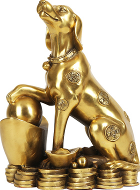 铜欣祥纯铜狗摆件生肖狗家居装饰品客厅摆设狗年生肖工艺品摆件