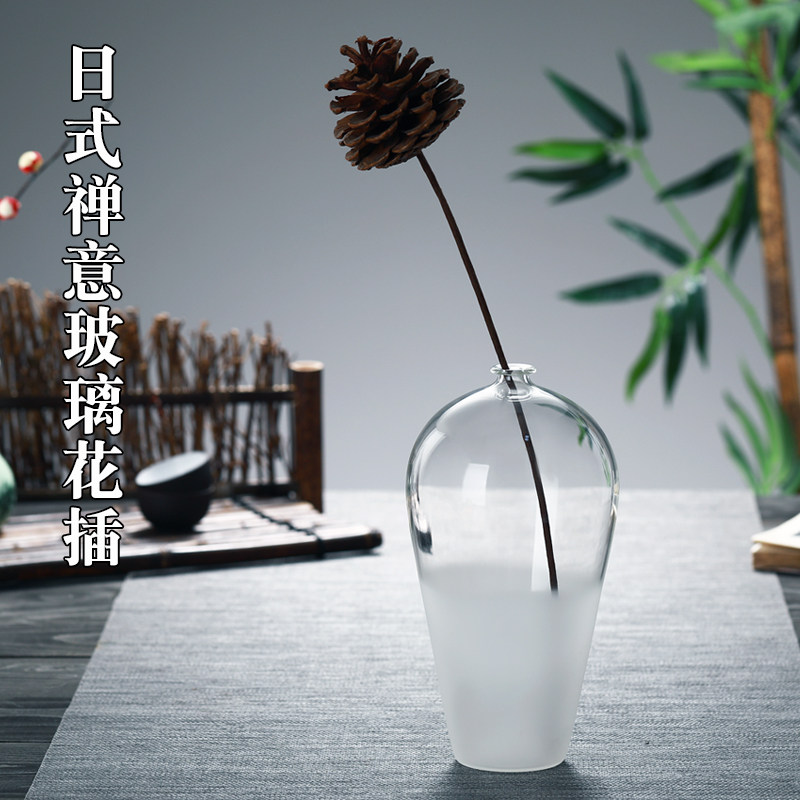 玻璃花插中式禅意花器客厅装饰摆件干花茶道零配梅瓶仿宋直颈瓶,家居饰品,花瓶,淘宝优惠券,粉丝福利购,淘宝优惠卷