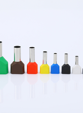 TE0510预绝缘双线管型端子管针形并线冷压欧式接线端子紫铜1000只