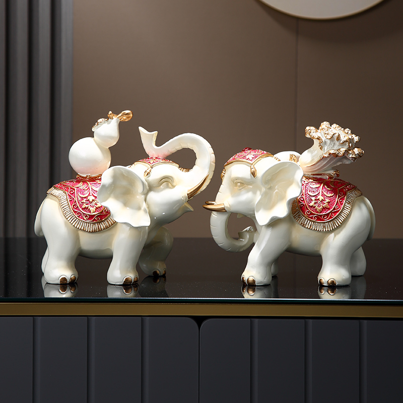 大象招财镇宅福白菜客厅摆件高端大气上档次装饰电视柜酒柜装饰品