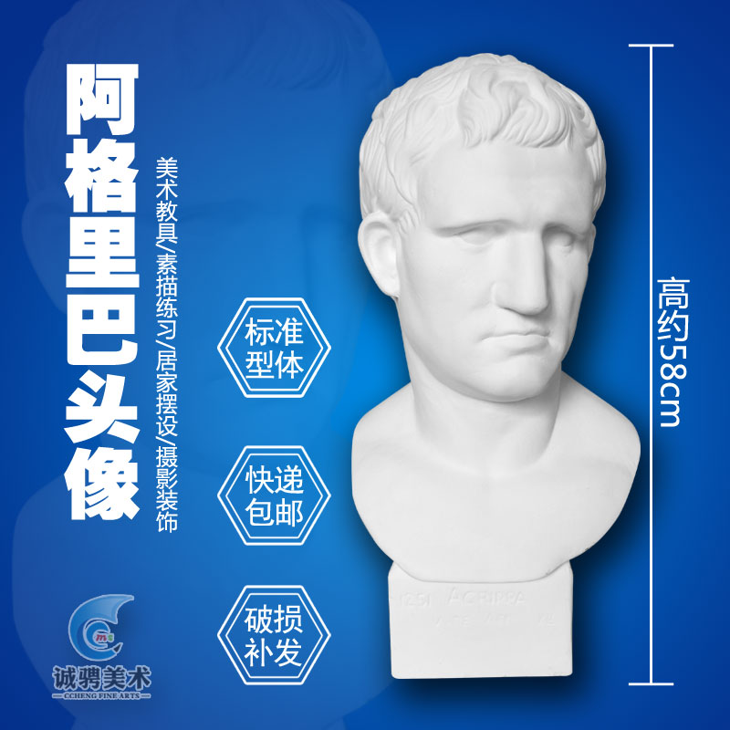 阿格里巴头像写生静物型体阿格里巴静物石膏头像美术静物石膏