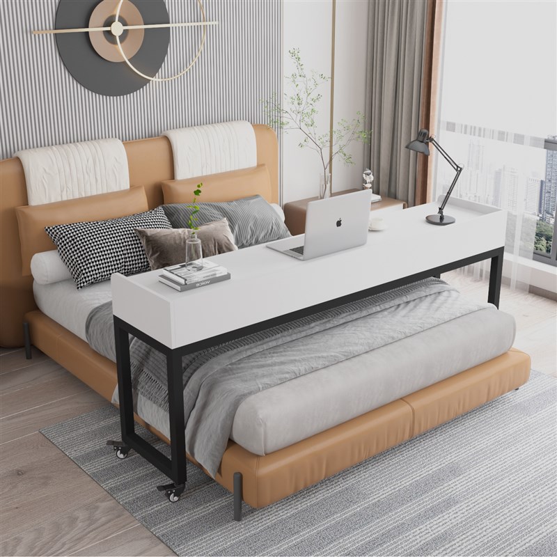可移动跨床桌电脑桌家用卧室双层轻奢写字桌定制懒人学习桌床上桌