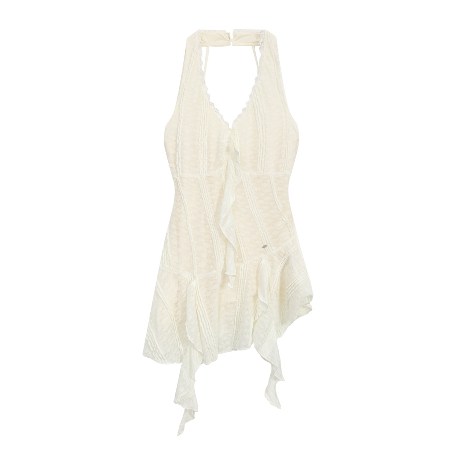thumbnail for weekendhub Korean lace sleeveless top women's summer atmosphere irregular ruffled vest is beautiful
