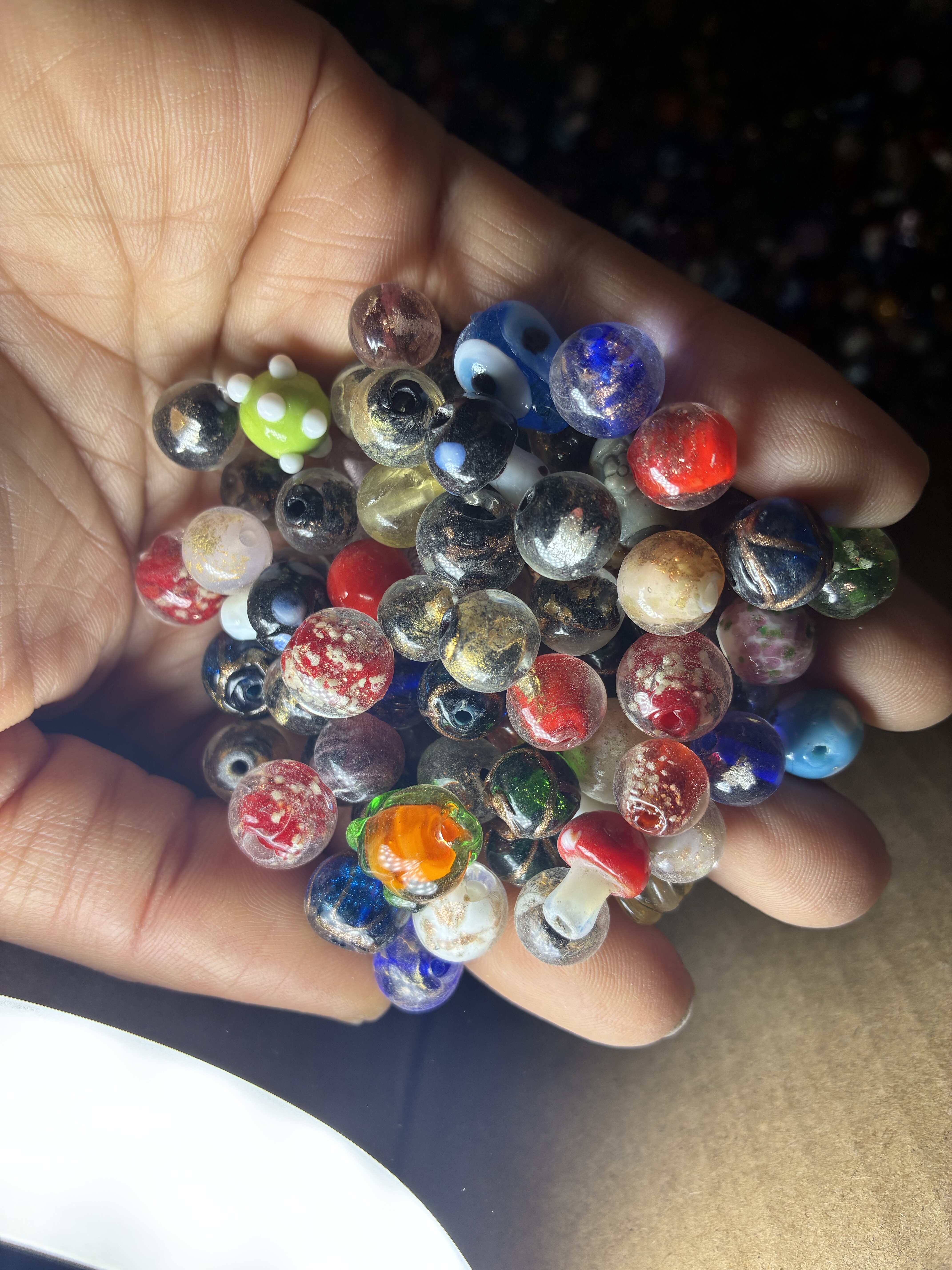 微瑕琉璃串珠子散珠手链项链串珠材料10mm左右金沙珠金箔配饰diy