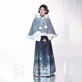 月渺境霜雪马面裙套装 女新中式 国风2026冬新明制汉服蓝色日常