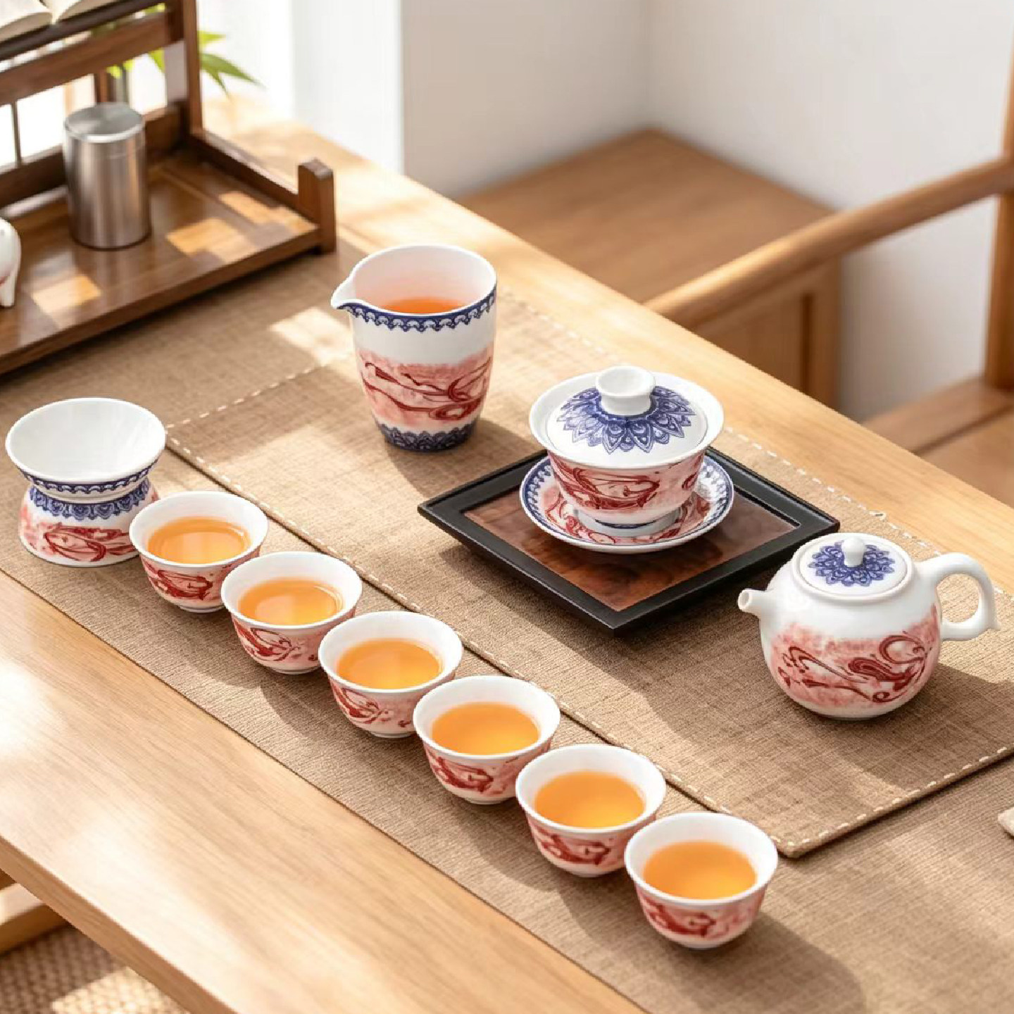 敦煌文创功夫茶具高端三才盖碗家用送礼品茗杯泡茶碗办公室礼盒装