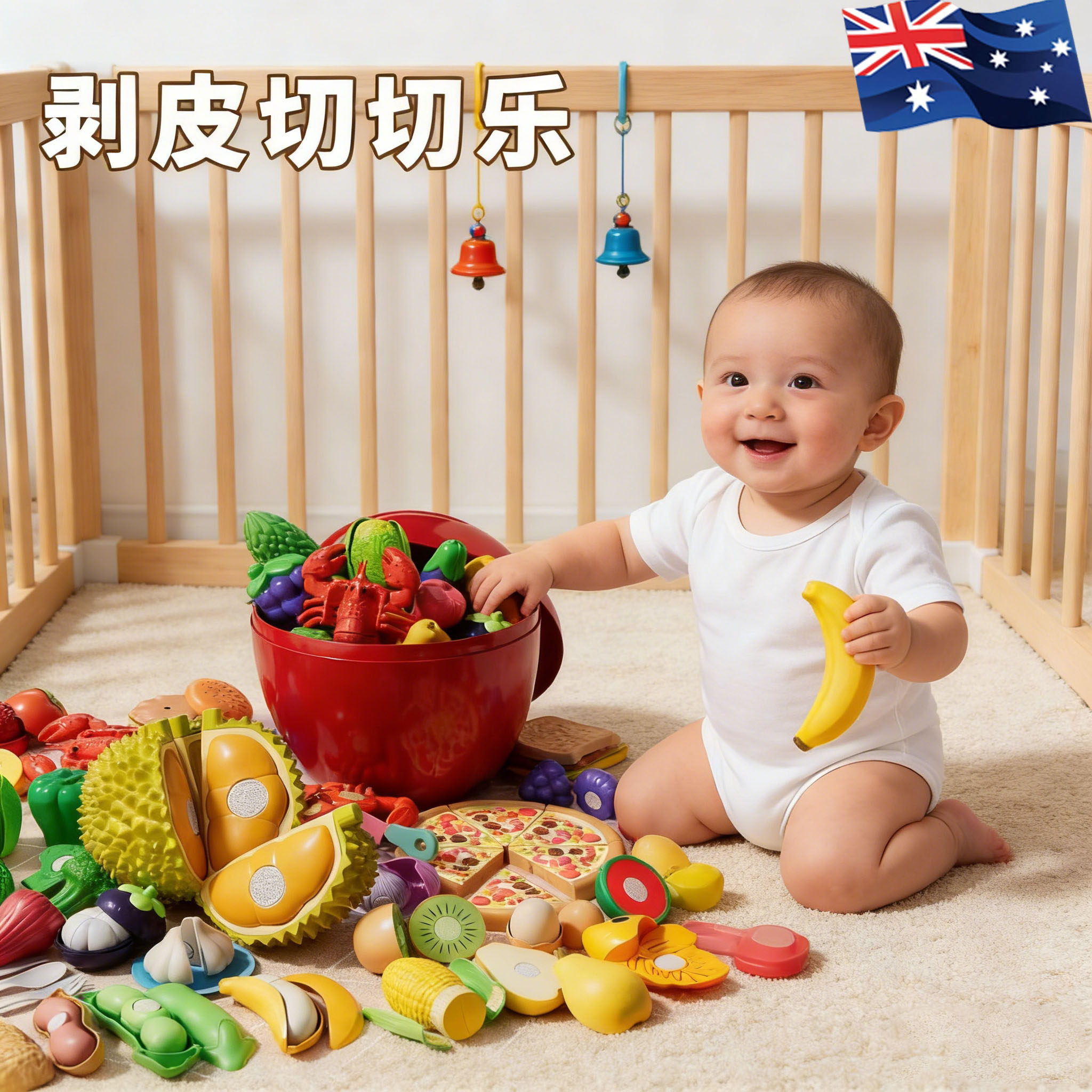 澳洲儿童水果蔬菜切切乐玩具可啃咬仿真厨房宝宝过家家礼物男女孩,玩具/童车/益智/积木/模型,切切看/切切乐,淘宝优惠券,粉丝福利购,淘宝优惠卷
