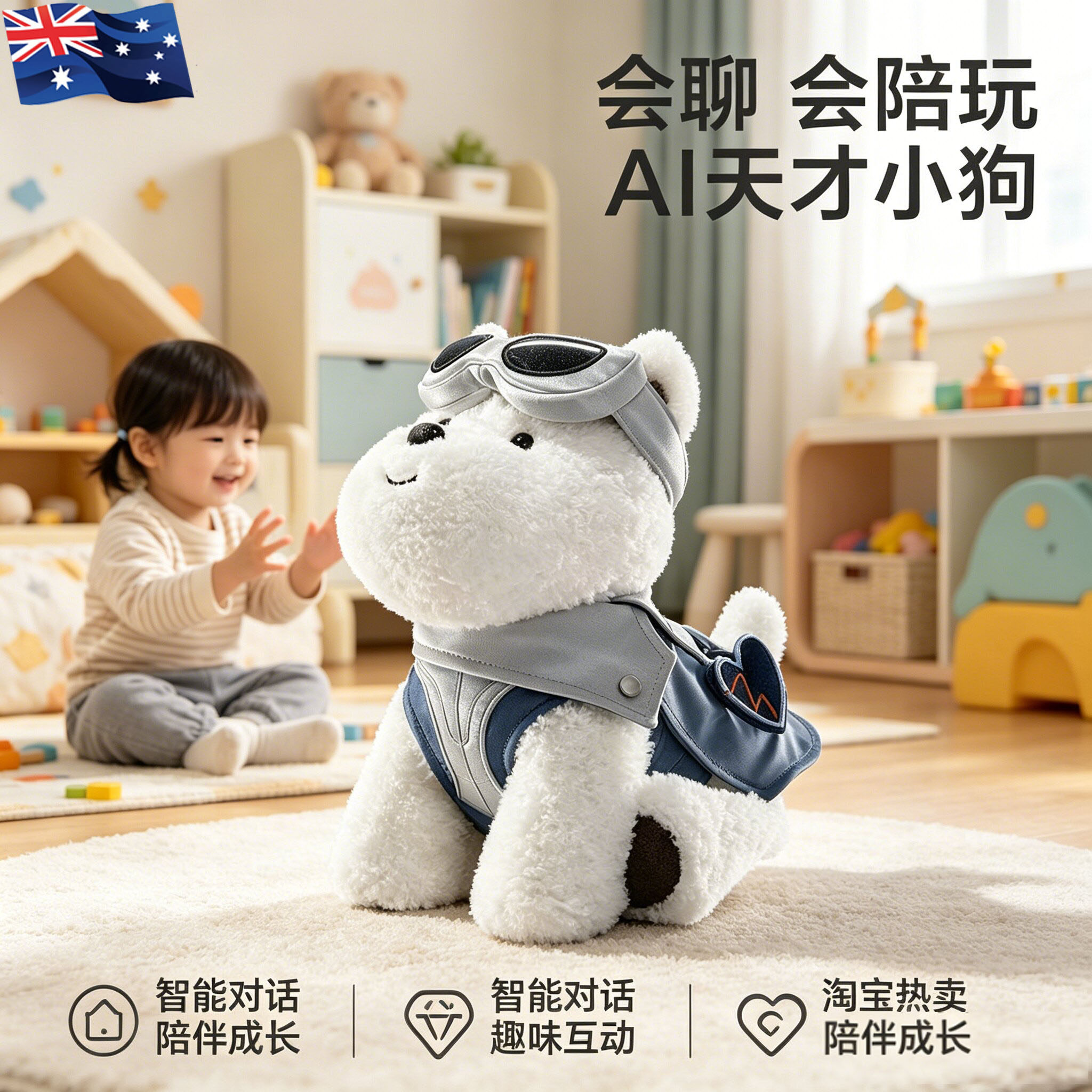 澳洲天才狗AI安抚毛绒玩具61礼物