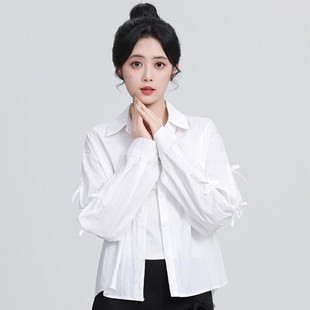Bobby Bizz长袖短款秋季新款韩版甜美减龄蝴蝶结设计衬衫上衣