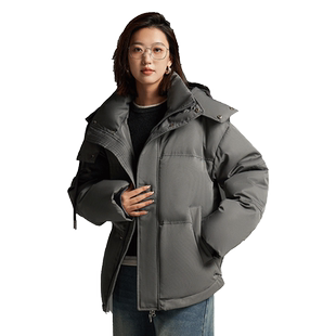 Bobby Bizz95%鹅绒羽绒服女短款修身显瘦保暖冬季休闲面包服外套