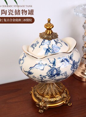 美式复古陶瓷将军储物罐大高档摆件欧式首饰盒P收纳法式琉璃糖果