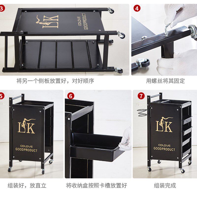 复古美发车发廊手推车杠车u美容小推车理发店烫染工具车特价包邮