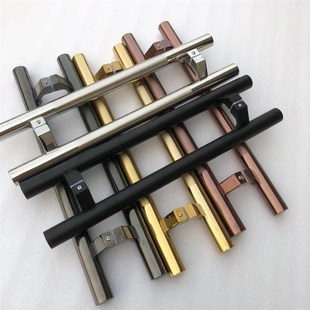 玻璃门拉手不锈钢马蹄脚玫瑰金哑光黑钛金有框门S拐角大门木门把