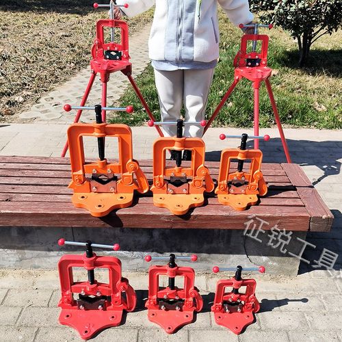 轻型管子台虎钳2#重型p4号镀锌管压力钳带支架3号水管钳带腿龙门