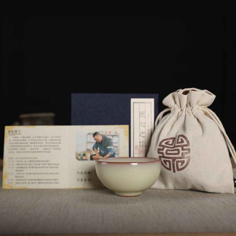 龙泉哥窑青瓷猪油冻茶杯叶金炼A手工陶瓷主人杯品茗杯功夫茶具杯,餐饮具,茶杯,淘宝优惠券,粉丝福利购,淘宝优惠卷