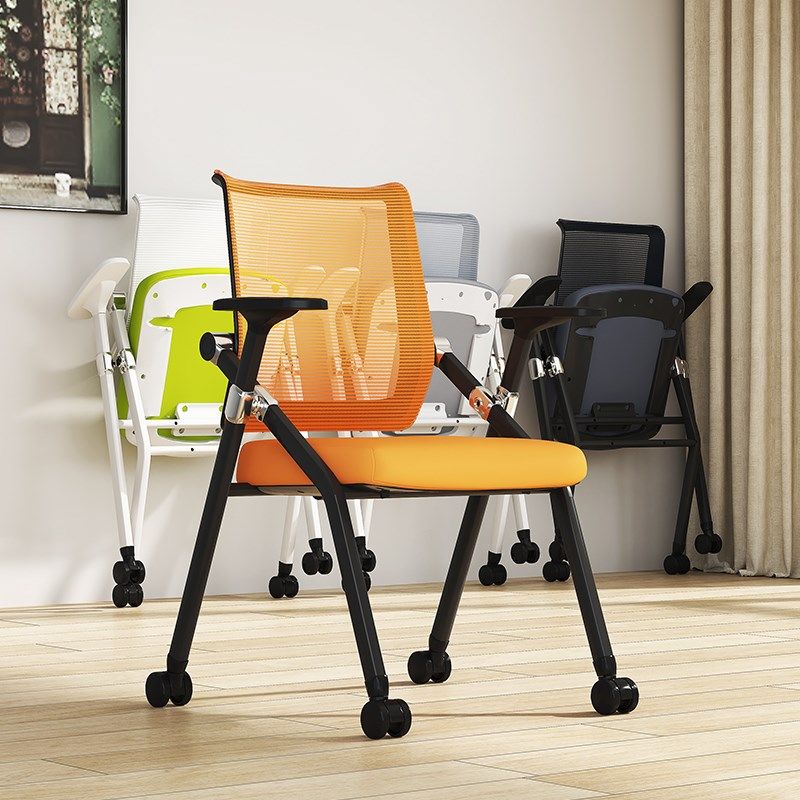 培训椅带桌板写字板办公椅可折叠靠背培训机O构椅子办公室会议桌
