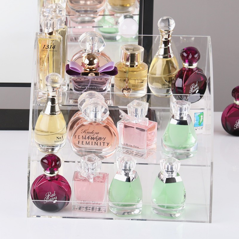 透明亚克力化妆品收纳盒 阶梯香水收纳盒K 护肤品桌面置物架展示
