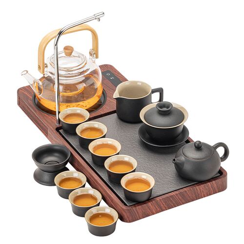 功夫茶具套装家用k电陶炉煮茶小茶台围炉全自动上水茶盘玻璃煮茶