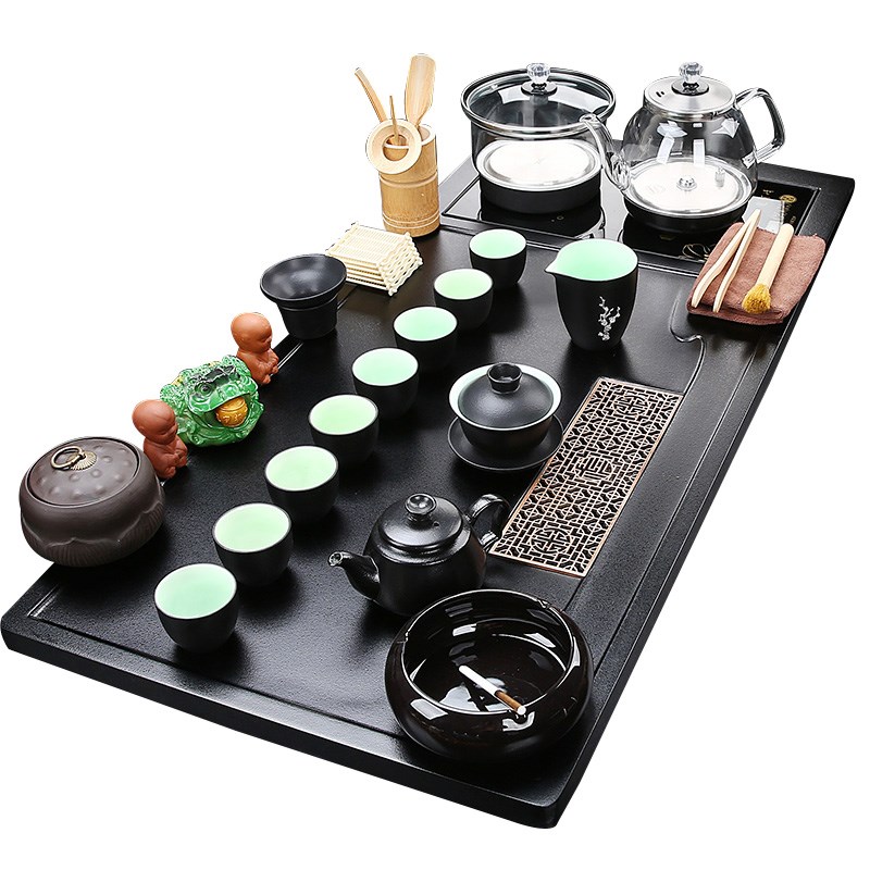 全自动茶具套装底部上水玻璃v烧水壶一体茶盘家用客厅功夫茶台高