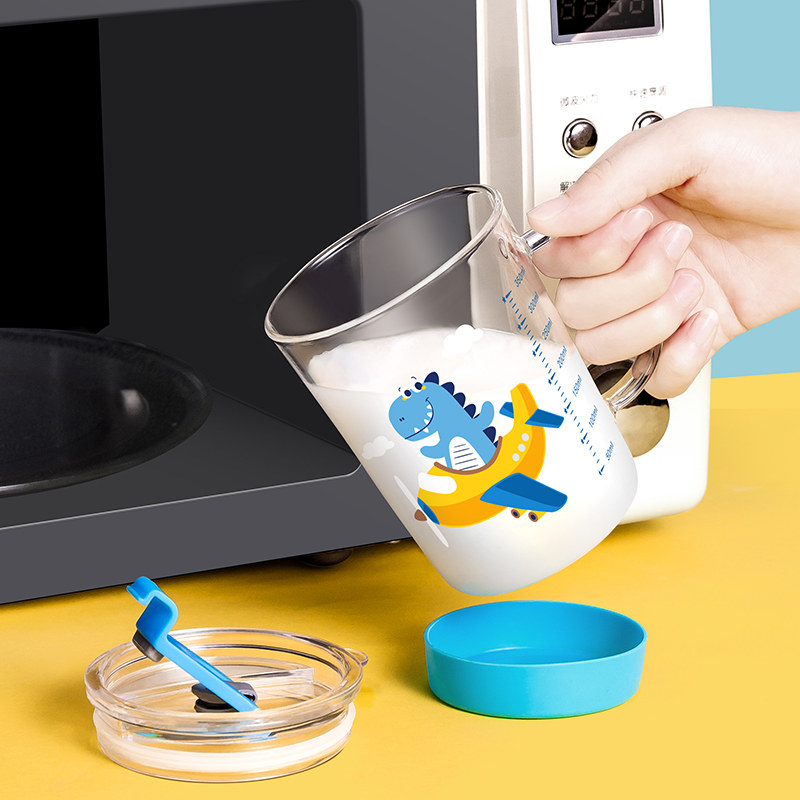 家用儿童牛奶杯i刻度杯子带把早餐吸管玻璃水杯带盖戒奶瓶冲奶加,餐饮具,奶杯/牛奶杯,淘宝优惠券,粉丝福利购,淘宝优惠卷