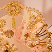 双面双色团扇新娘结婚喜扇DIY材料包中式 秀禾S服团扇送闺蜜礼物
