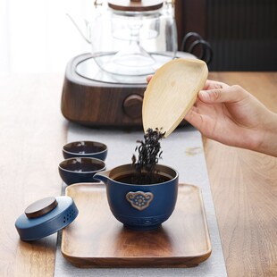 快客杯一壶二杯陶瓷家用便携式 送礼定制 户外收纳车载旅行茶具套装