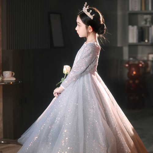 儿童晚礼服公主裙高端女童钢琴演出服花童蓬蓬纱小孩主持花童婚纱