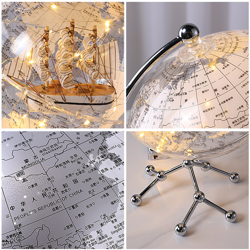 轻奢透明地球仪摆件办公室客厅电视柜酒柜装饰品创意生日礼物乔迁