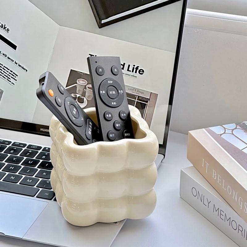 迷你小号台面垃圾桶轻奢家用客厅桌面镂空杂物收纳盒垃圾桶陶瓷