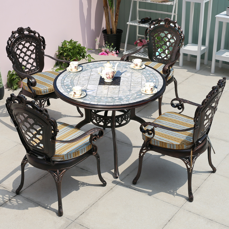 户外铸铝桌椅室外阳台休闲烧烤炉餐桌椅露天花园庭院别墅防腐桌椅