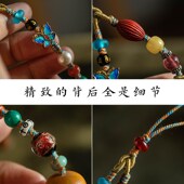 福禄天然小葫芦多宝手机挂件朱砂蜜蜡玛瑙珍珠琉璃手机链女款