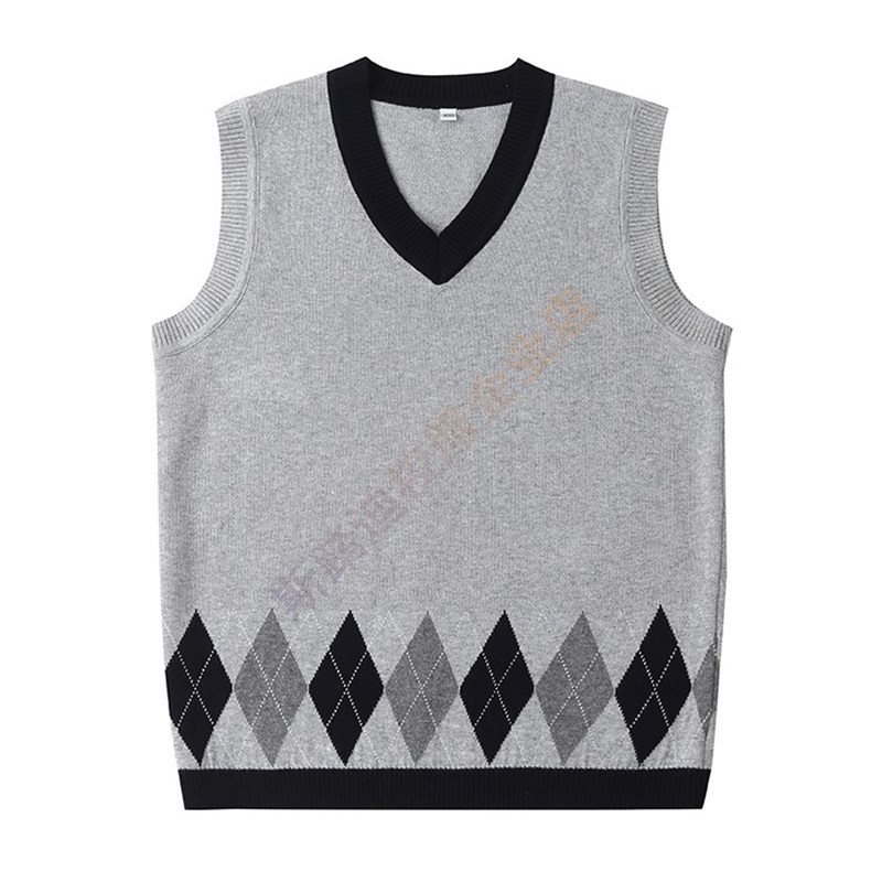 儿童装秋冬款针织背心纯棉英伦风全棉打底V领小学生毛衣马甲校服