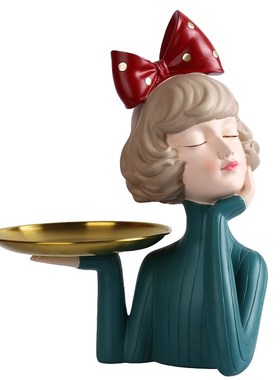 蝴蝶结平安思绪女孩创意摆件客厅玄关酒柜电视柜少女心家居装饰品