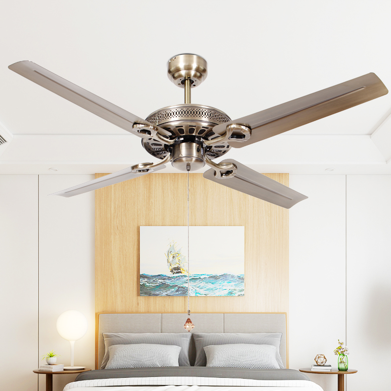 52寸四叶无灯铁叶风扇灯青古铜色欧式复古吊扇无灯变频遥控餐厅