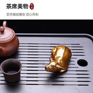 牛气冲天水牛高温变色茶宠摆件牛转乾坤茶席茶艺精品摆设茶盘饰品