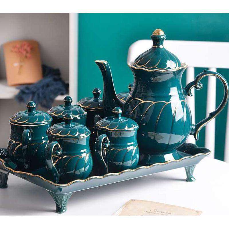 欧式轻奢水具套装乔迁茶具家用客厅杯具杯子陶瓷水杯结婚杯具水壶,餐饮具,水具套装,淘宝优惠券,粉丝福利购,淘宝优惠卷