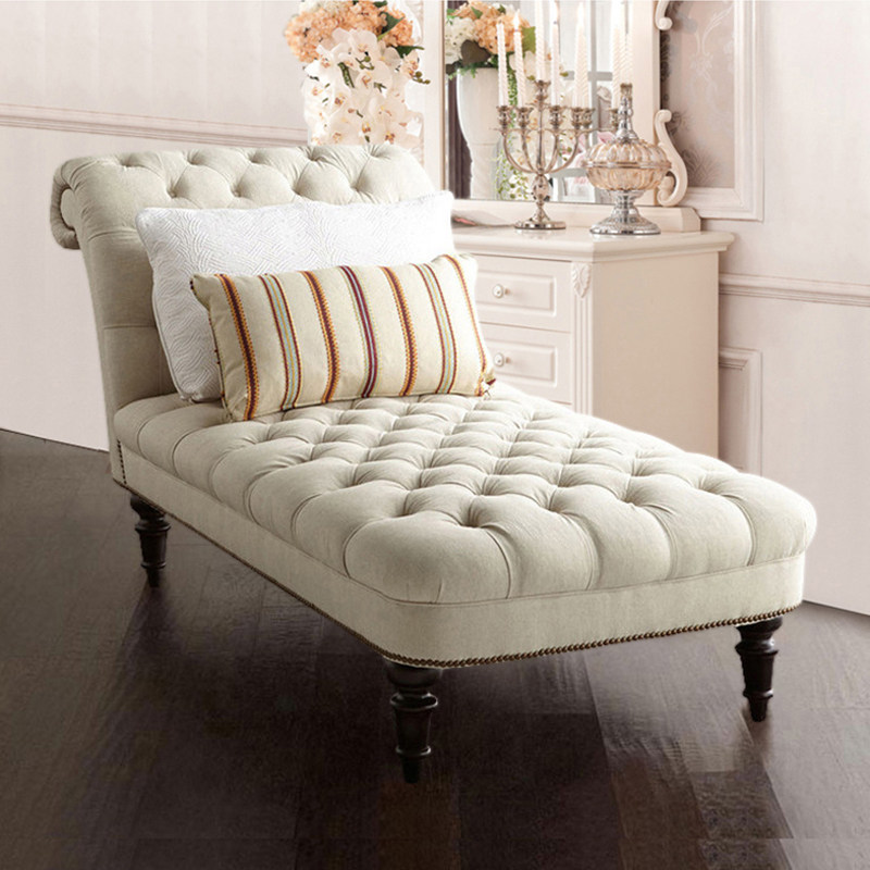 美式布艺贵妃椅卧室躺椅沙发小户型客厅懒人单人沙发美人靠太妃椅