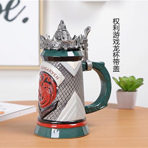 欧式德国啤酒杯复古创意大酒杯扎啤陶瓷杯手工浮R雕彩绘杯子马克
