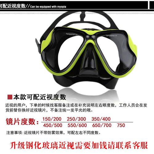 潜水镜防雾浮潜三宝面镜罩近视深潜护鼻一体大T框游泳眼镜装备