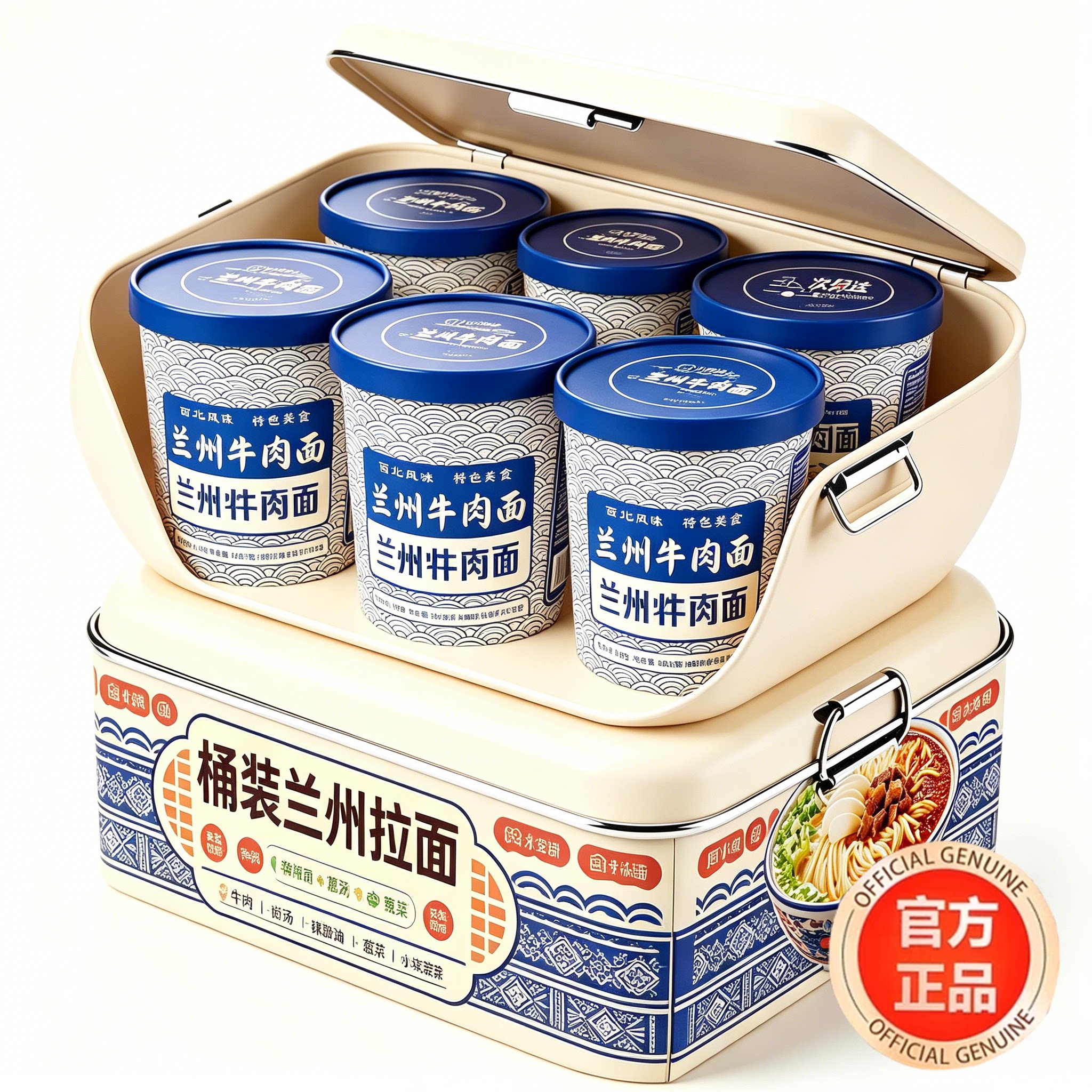 正宗兰州牛肉面拉面大份量桶装官方旗舰店非油炸兰州拉面整箱泡面图片