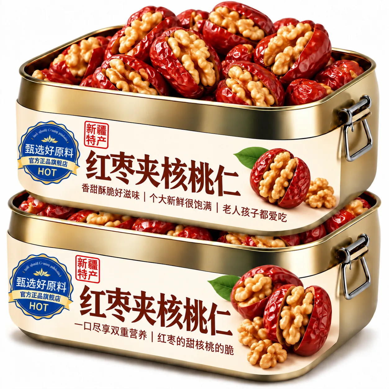枣夹核桃仁独立小包装新疆特产灰枣红枣官方旗舰店去核无核孕妇