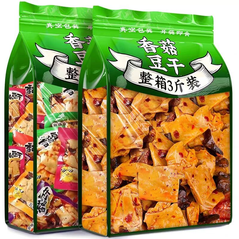 香菇豆干豆腐干开袋即食下酒菜休闲辣条小吃解馋香辣零食独立包装