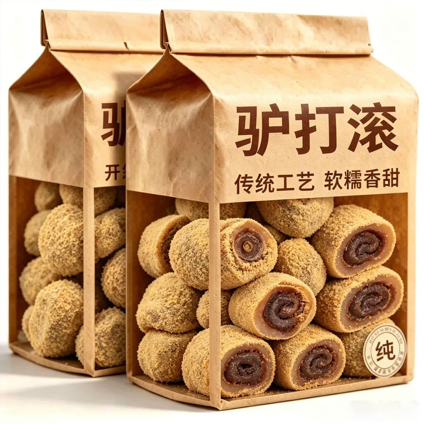 红豆味驴打滚糕点心芝麻味豆面卷打糕麻薯糯米糍粑糯叽叽小零食品