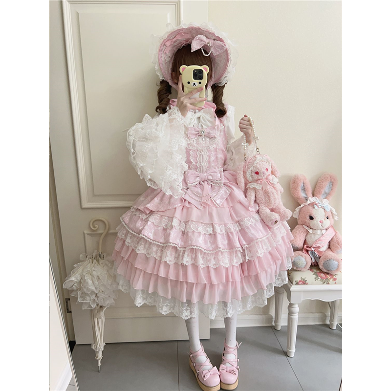 ~原创设计Lolita洋装doll感jsk吊带连衣裙夏季