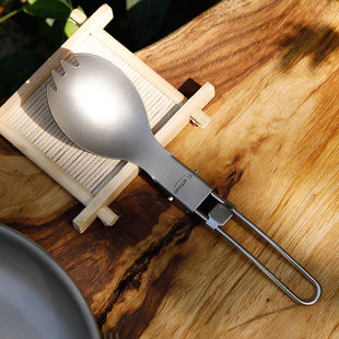 速发户外纯勺折叠刀叉餐露营钛勺汤勺便携叉子钛合金勺子厨具餐具