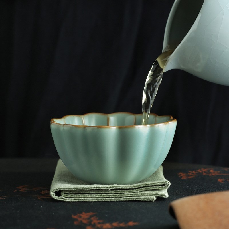 速发汝窑主人杯陶瓷小茶杯品茗杯茶道茶具建盏单个茶碗茶人杯功夫